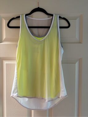 Lucky in Love Neon Yellow Mesh Tank with White Trim